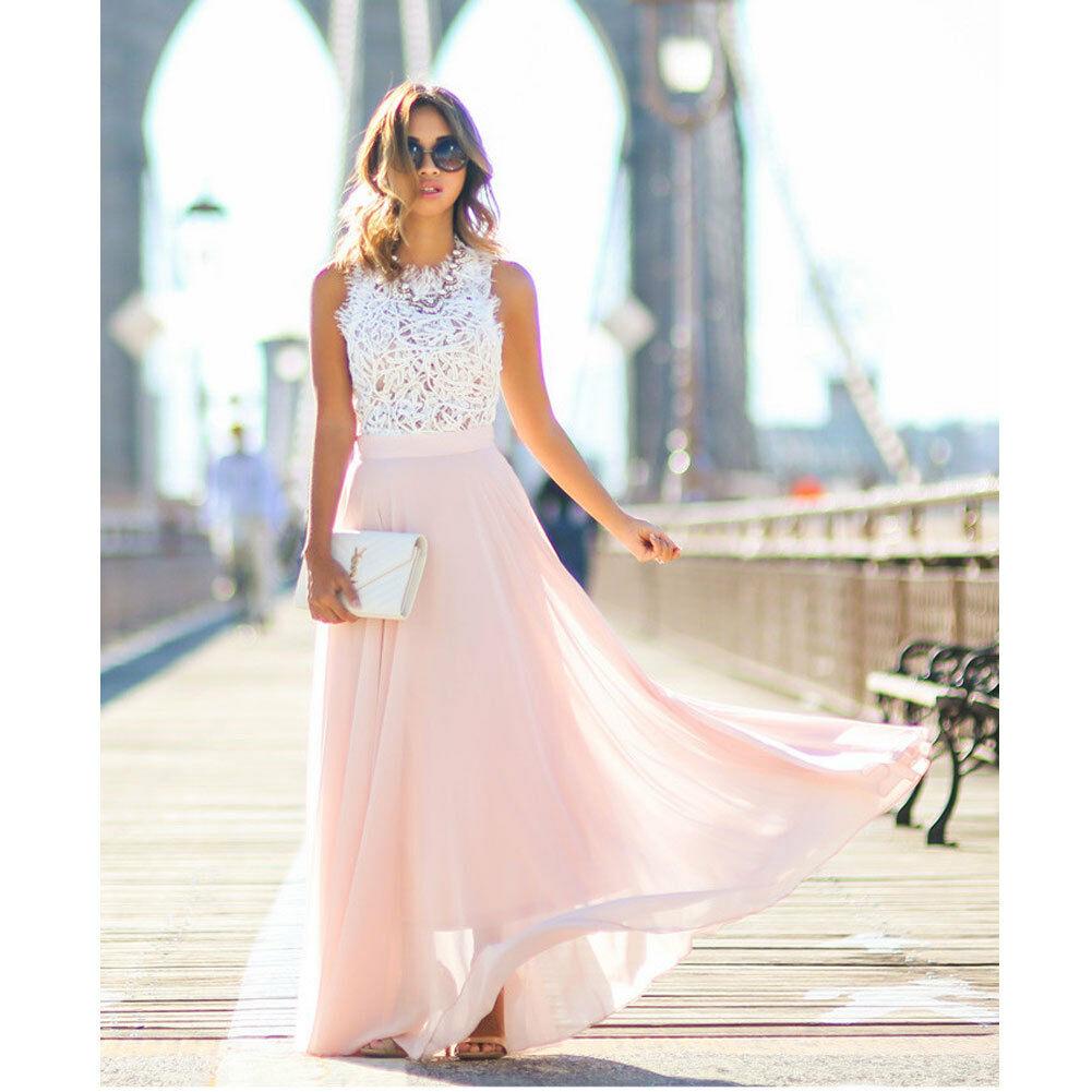 Maxi Dress with Lace Bodice and Flowy Skirt