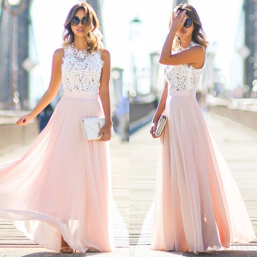 Lace-Bodice Maxi Dress with Flowing Skirt