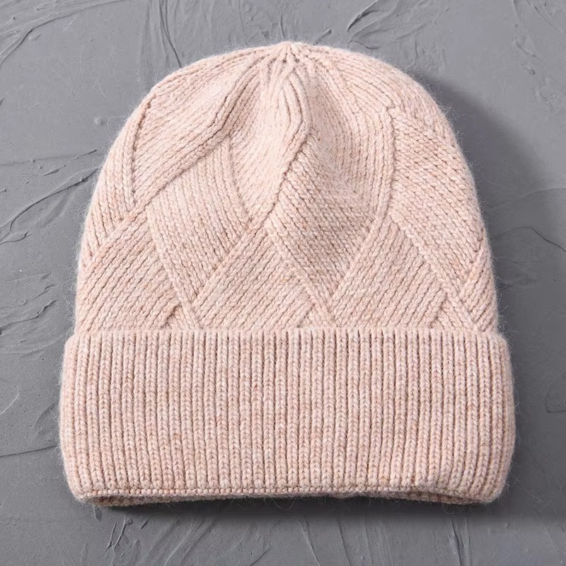 Cashmere Beanie Hat with Faux Fur Pom Pom