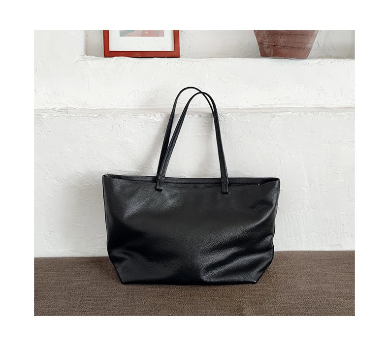 Tote Bag in Pebbled Faux Leather with Structured Top Handles