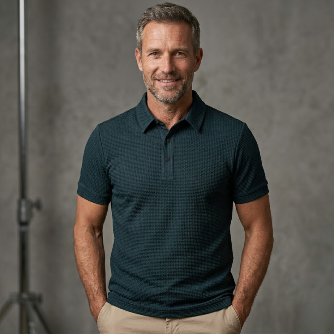 Men's Textured Knit Polo Shirt