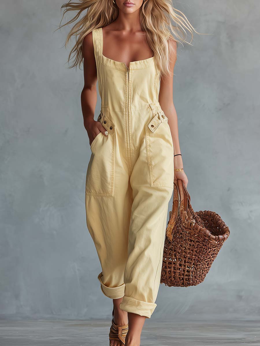 Women's Relaxed Denim Utility Jumpsuit