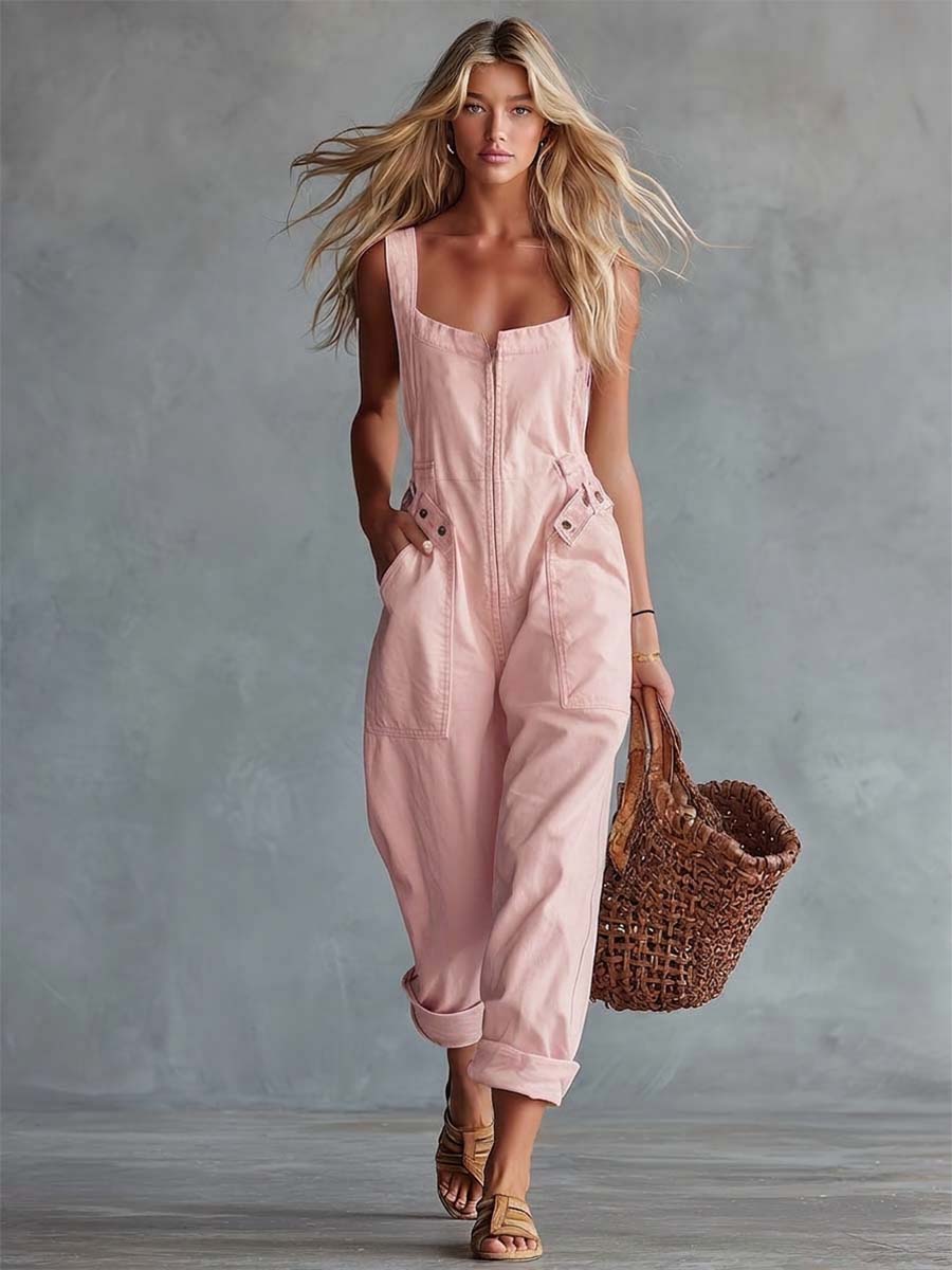 Women's Relaxed Denim Utility Jumpsuit