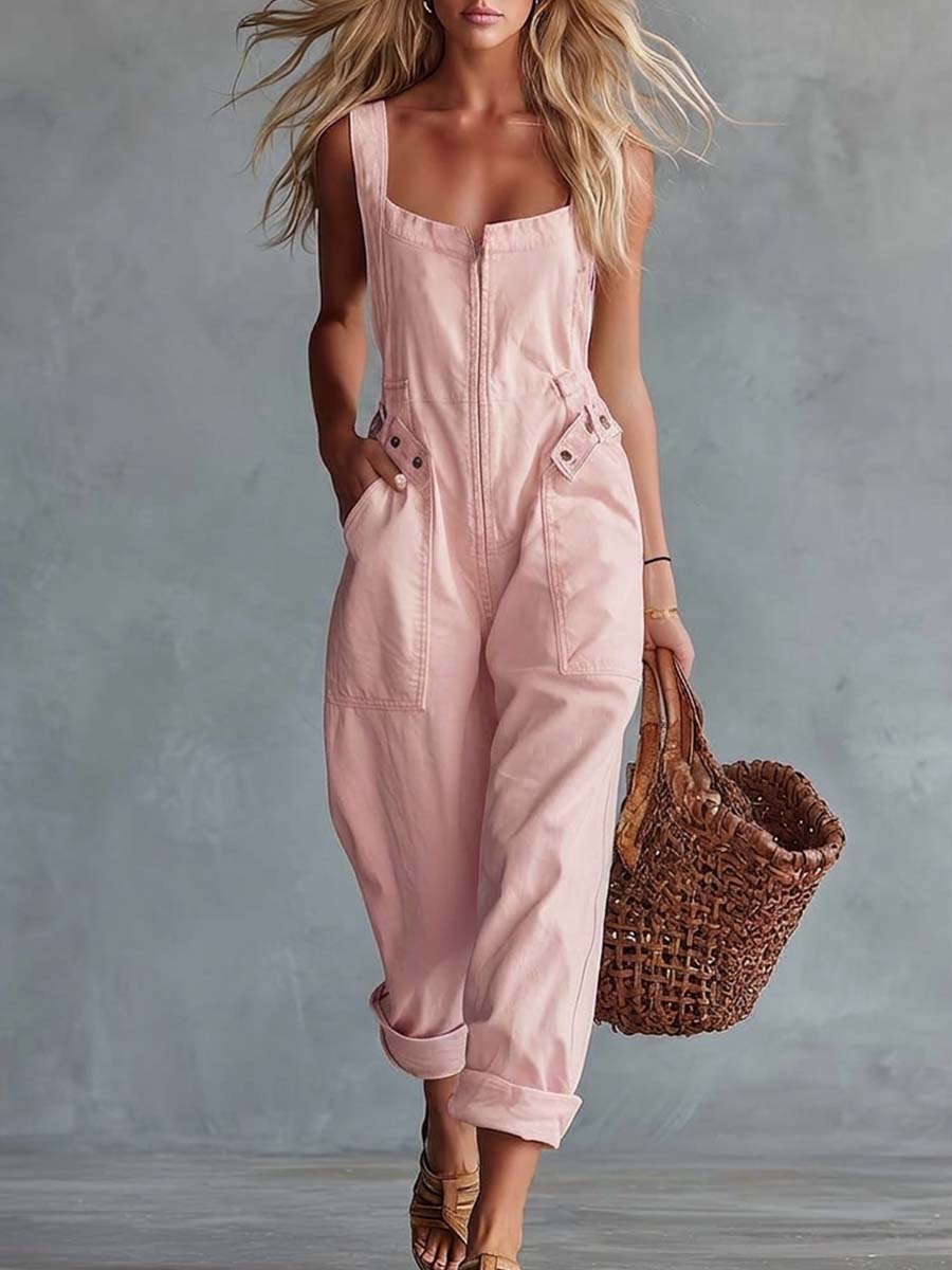 Women's Relaxed Denim Utility Jumpsuit