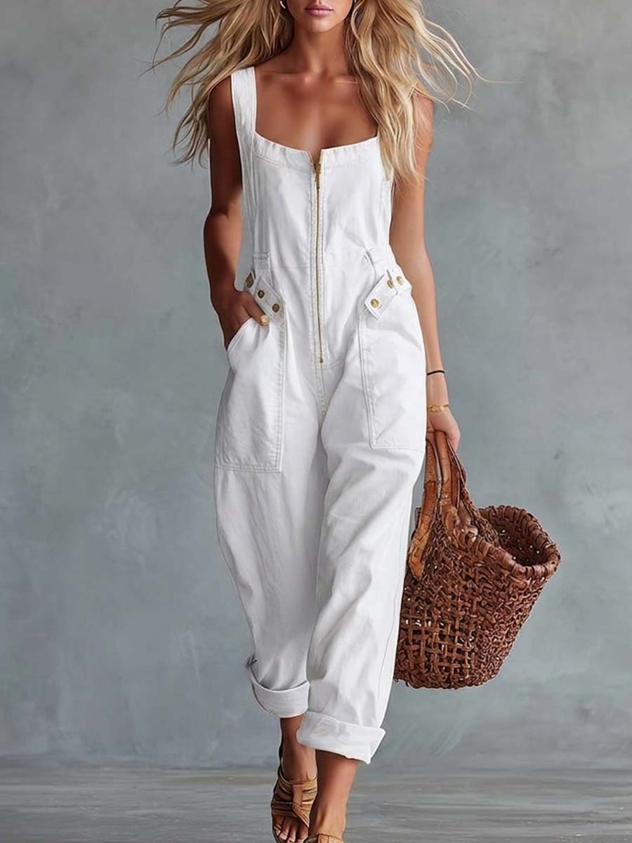 Women's Relaxed Denim Utility Jumpsuit