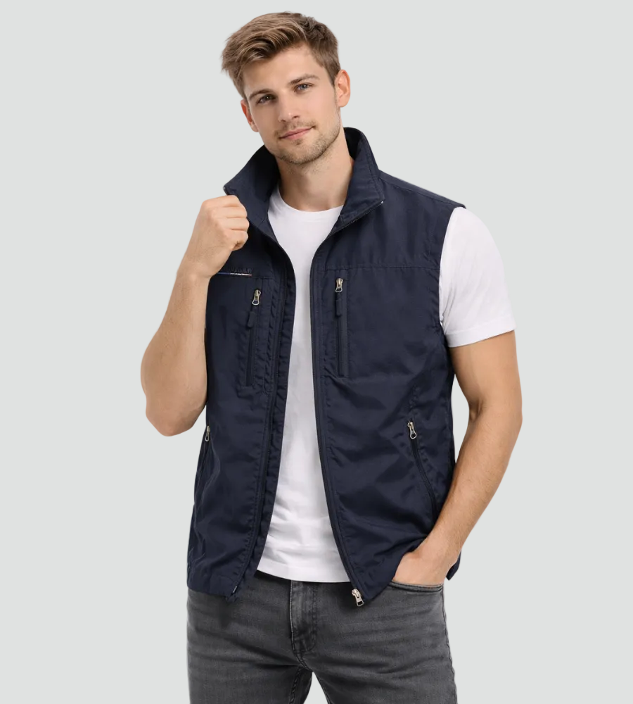 Men's Multi-Pocket Zip-Up Outdoor Utility Vest