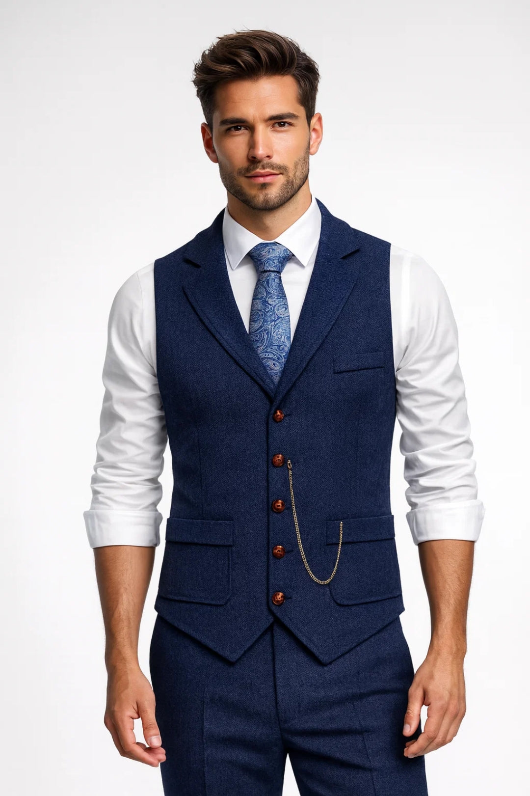 Men’s Tailored Button-Up Suit Waistcoat