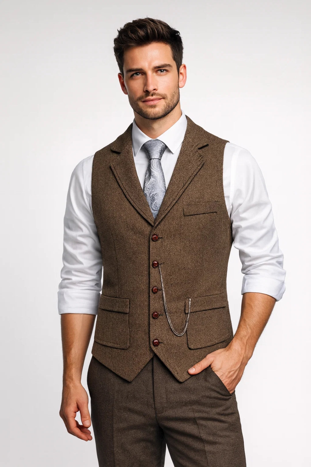 Men’s Tailored Button-Up Suit Waistcoat