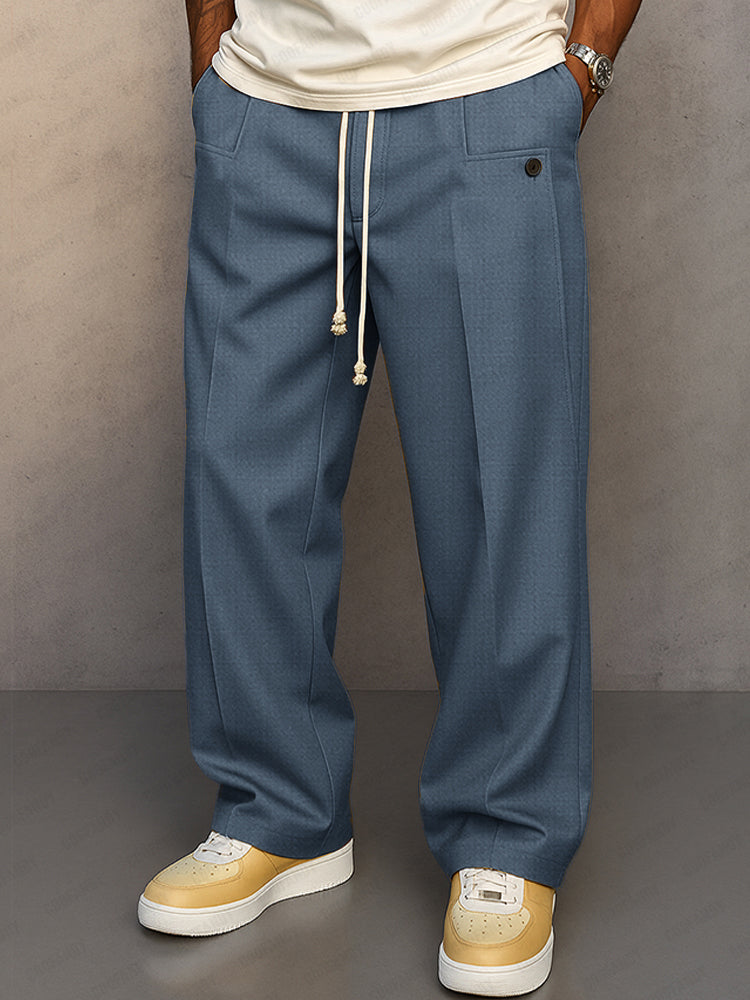 Men's Relaxed Fit Drawstring Straight Leg Trousers