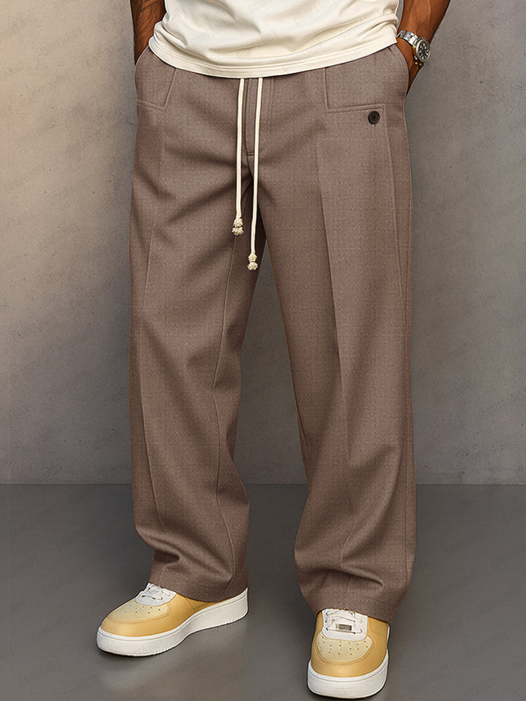 Men's Relaxed Fit Drawstring Straight Leg Trousers