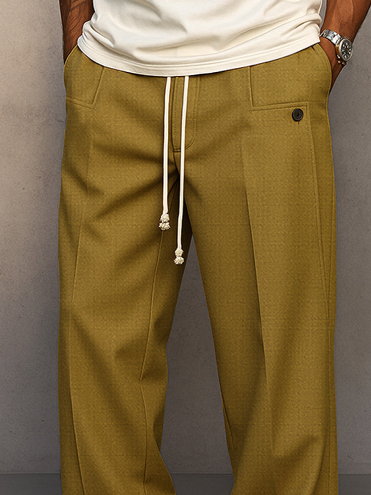 Men's Relaxed Fit Drawstring Straight Leg Trousers