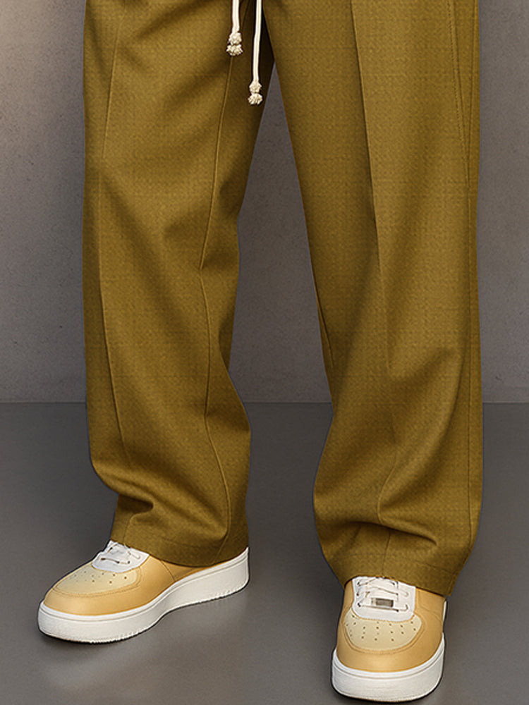 Men's Relaxed Fit Drawstring Straight Leg Trousers