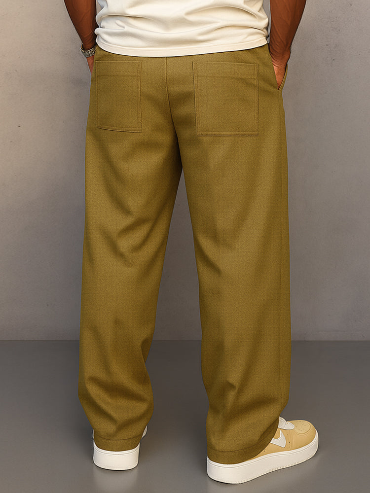 Men's Relaxed Fit Drawstring Straight Leg Trousers