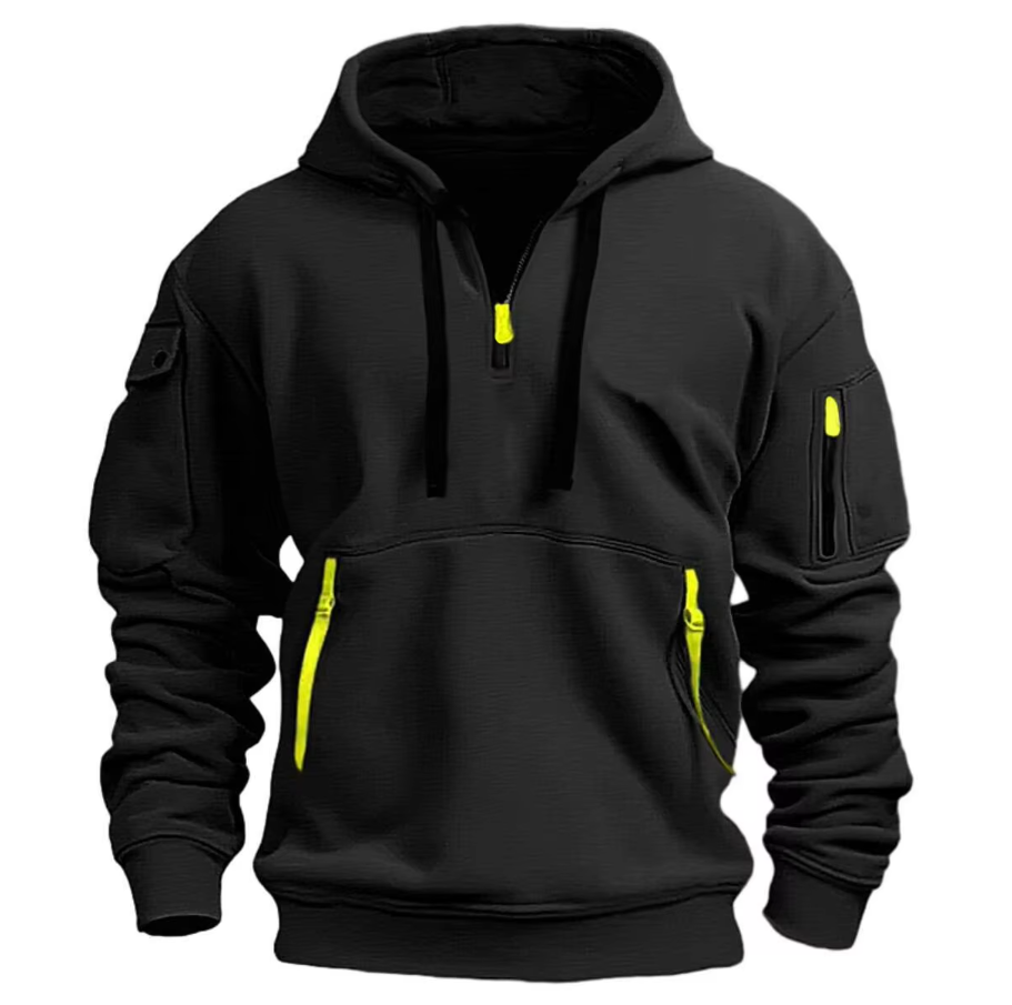 Men's Half Zip Utility Hoodie with Zip Pockets