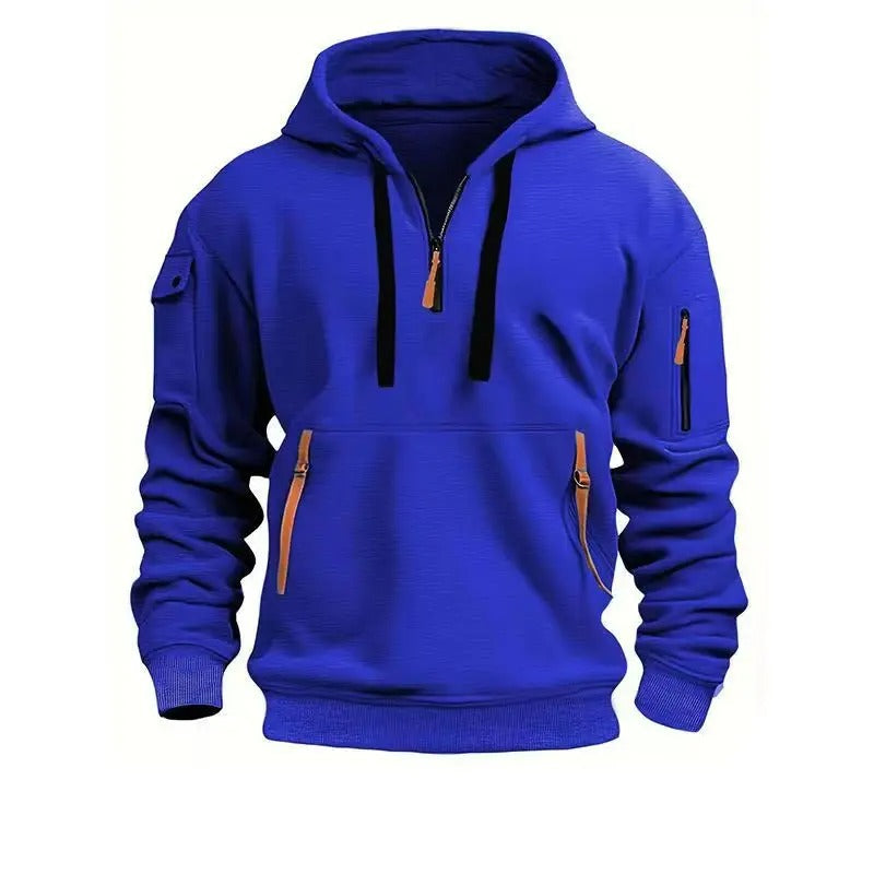 Men's Half Zip Utility Hoodie with Zip Pockets