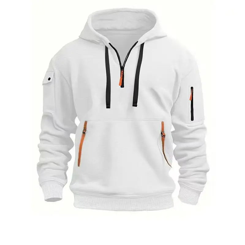 Men's Half Zip Utility Hoodie with Zip Pockets