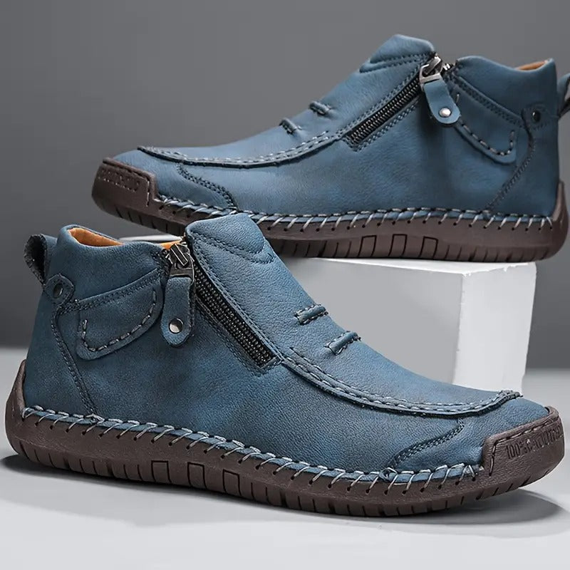 Men's Ankle Boots in Leather with Side Zip Closure