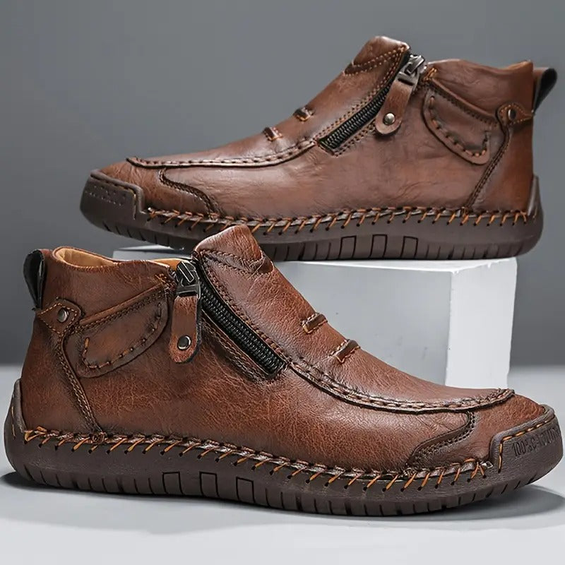 Men's Ankle Boots in Leather with Side Zip Closure
