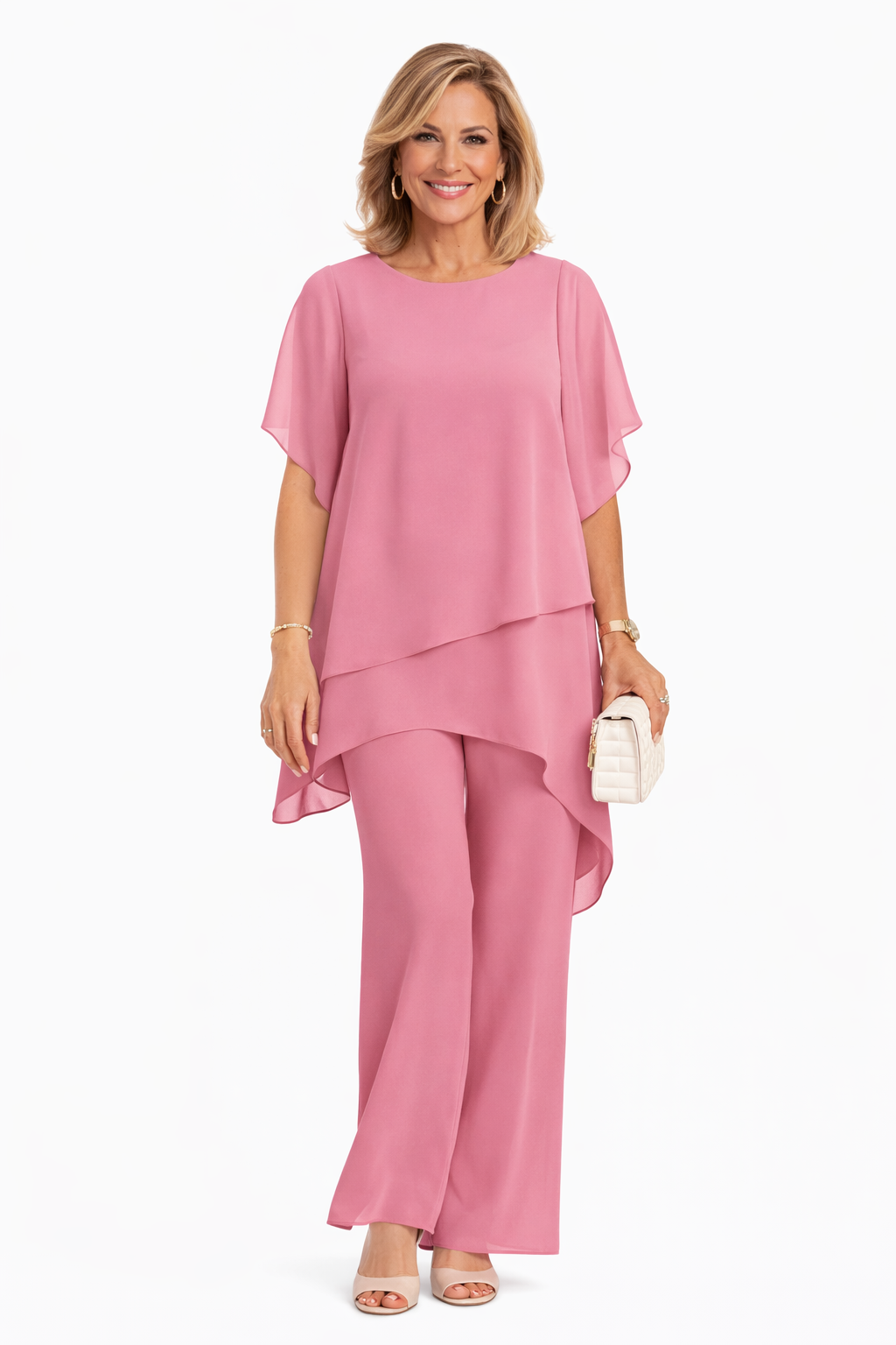 Women's Chiffon Overlay Trouser Suit Set