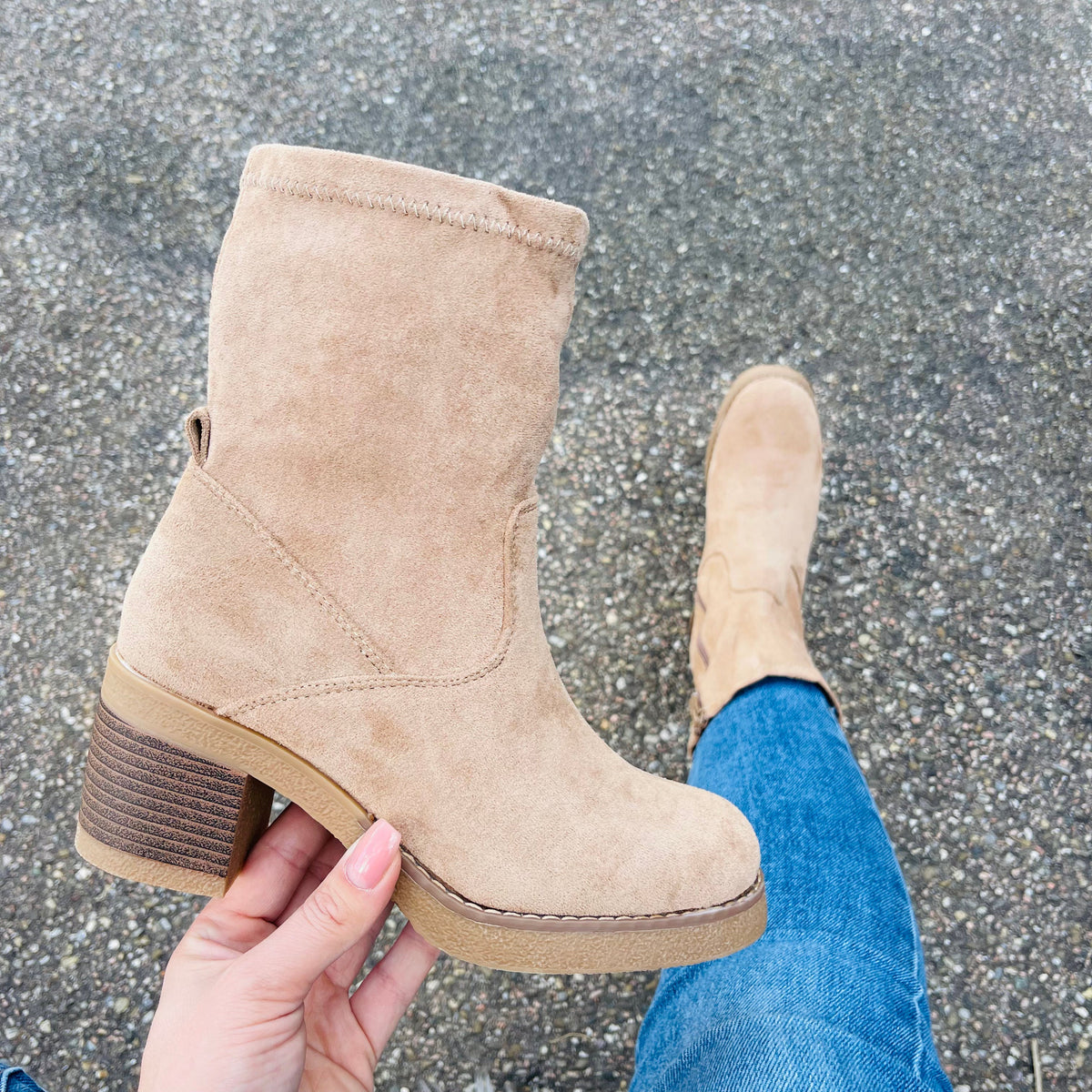 Women's Khaki Western Boots | Mid-Calf Cowboy Style