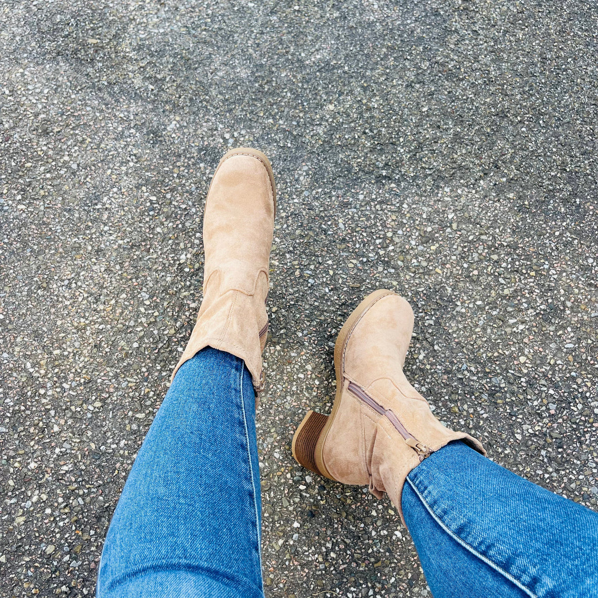 Women's Khaki Western Boots | Mid-Calf Cowboy Style