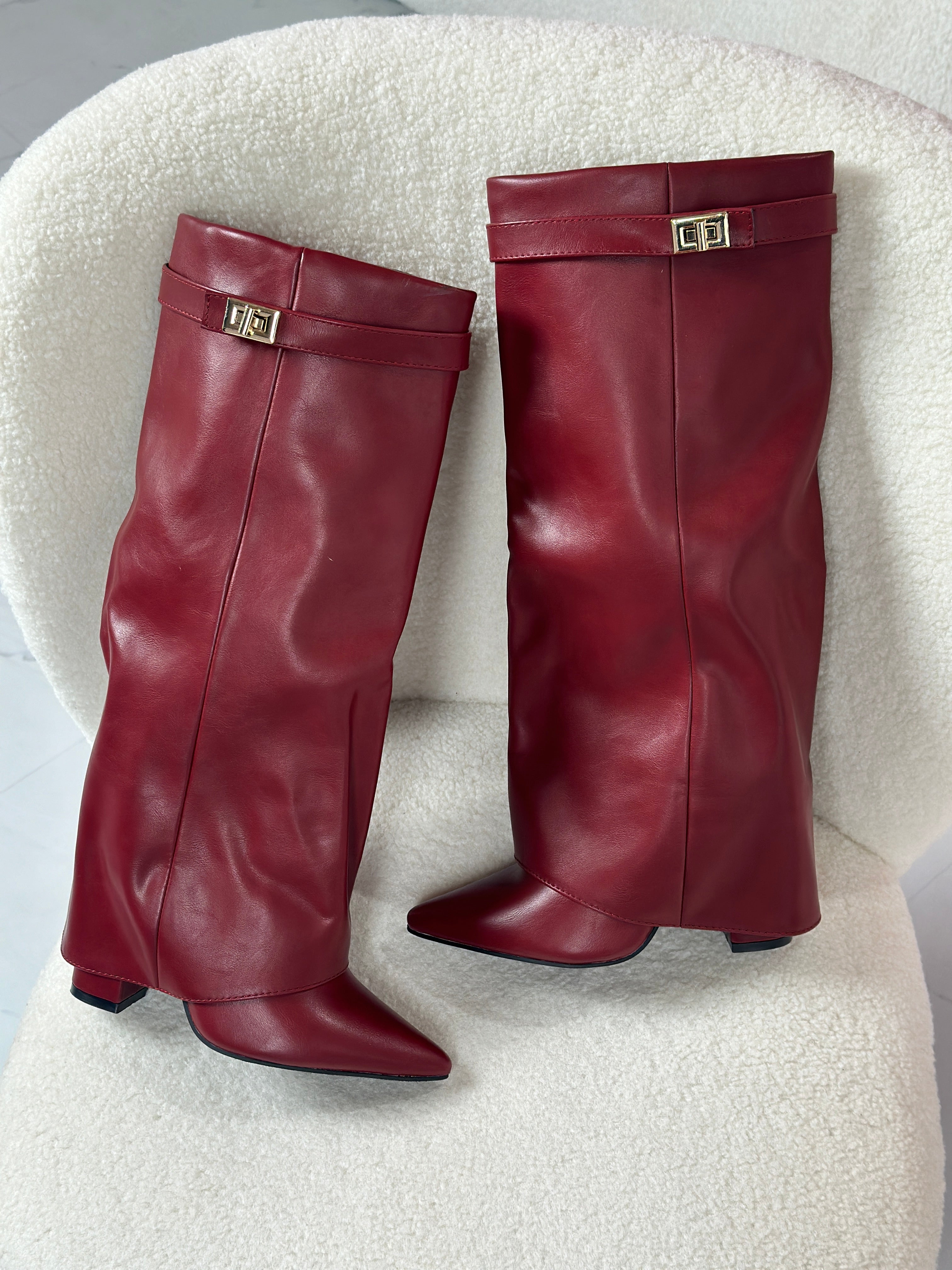 Bottes pour femmes à tige montante jusqu’au genou, bout pointu et petit talon