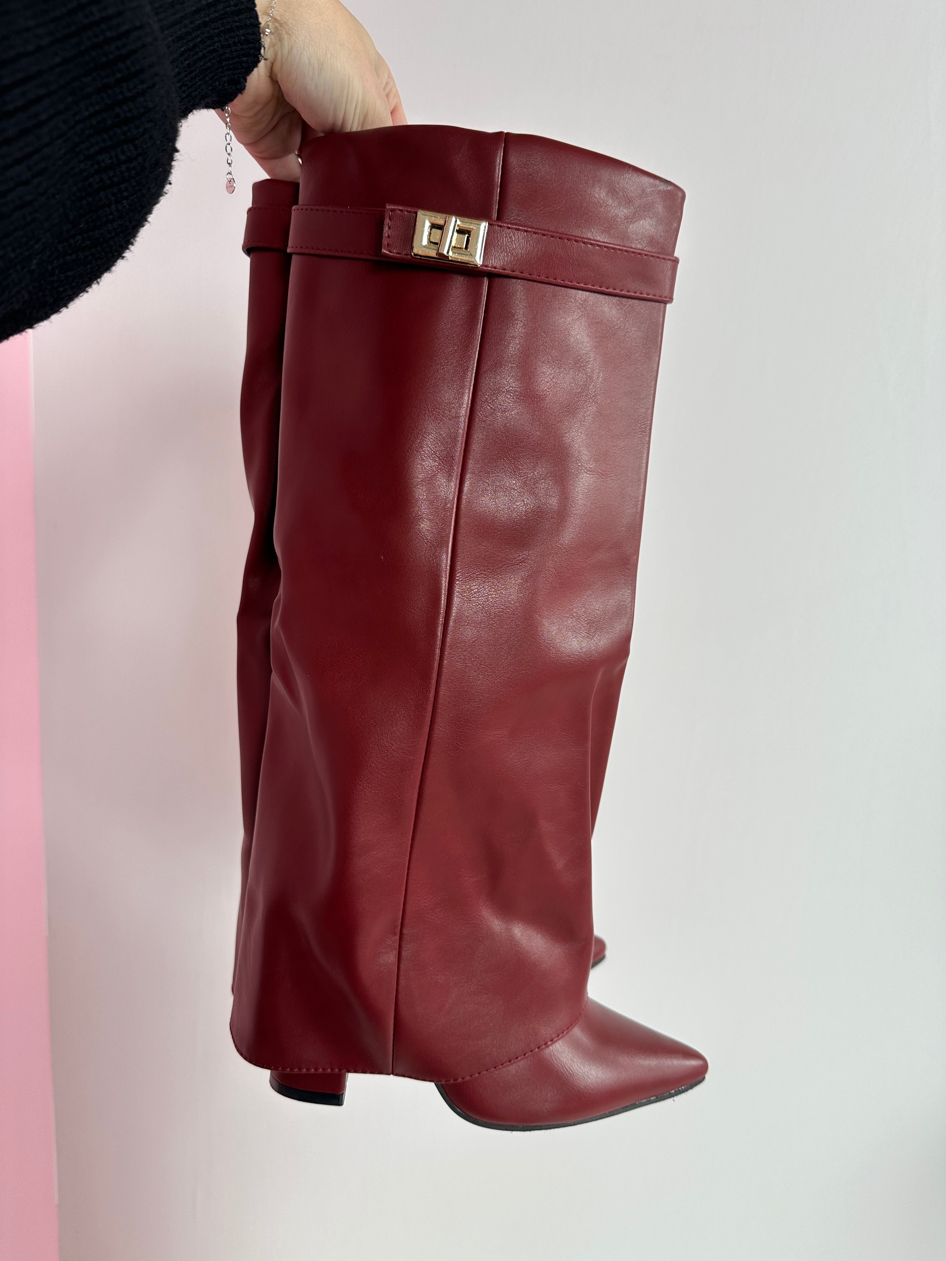 Bottes pour femmes à tige montante jusqu’au genou, bout pointu et petit talon