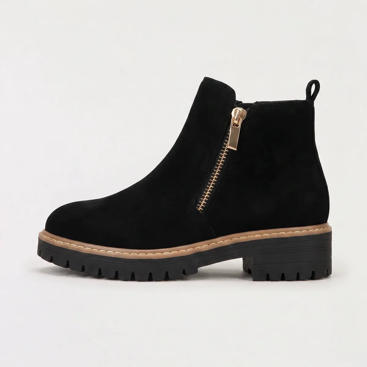 Bottines à fermeture éclair et semelle épaisse pour femme