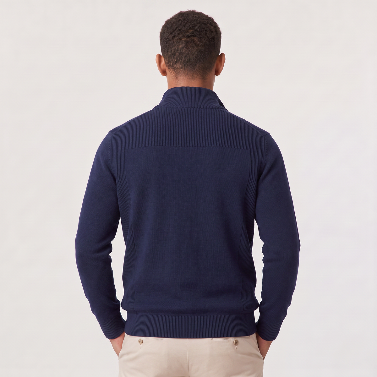 Men’s Half-Zip Knitted Jumper with Stand Collar