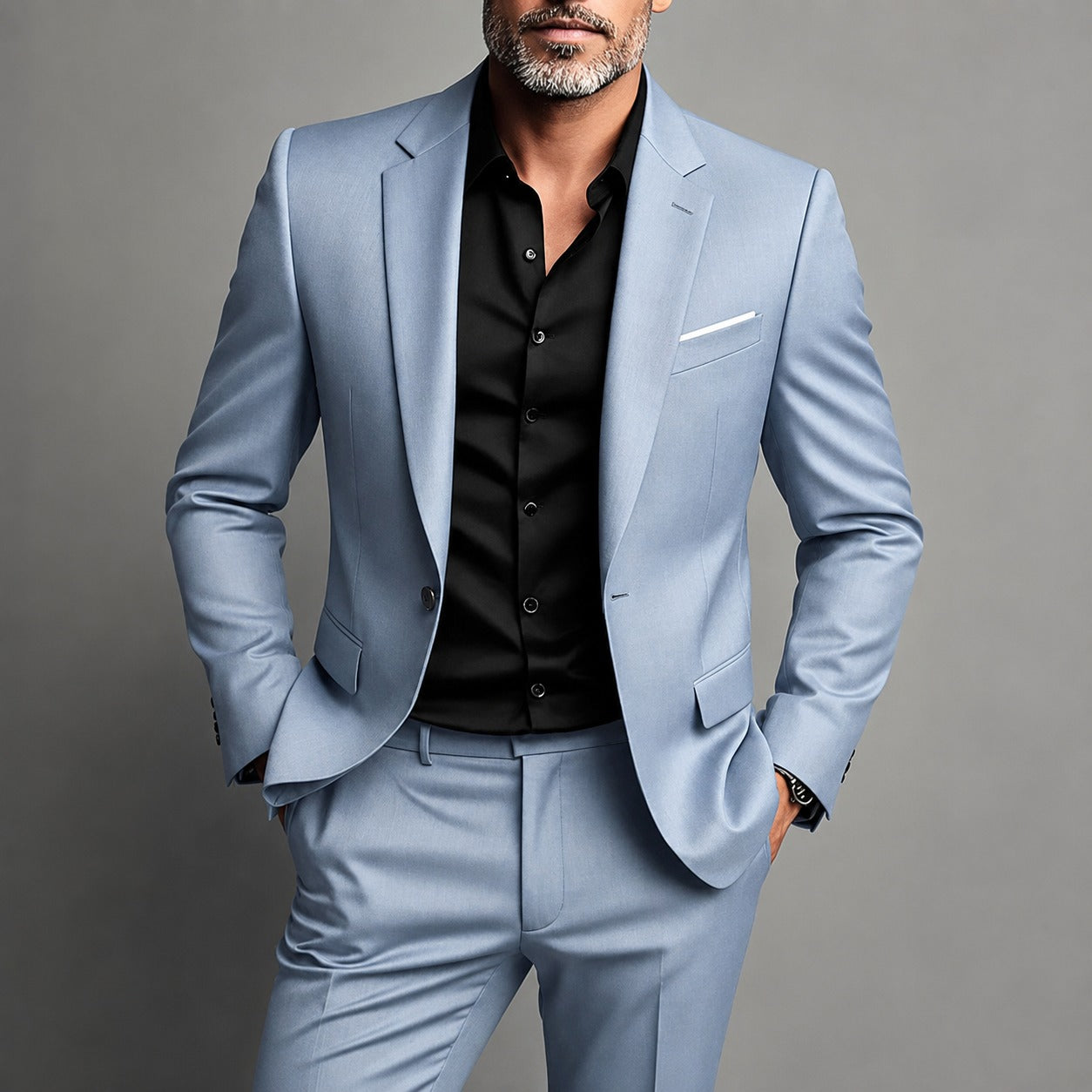 Men’s Slim Fit Two-Piece Suit with Tailored Trousers