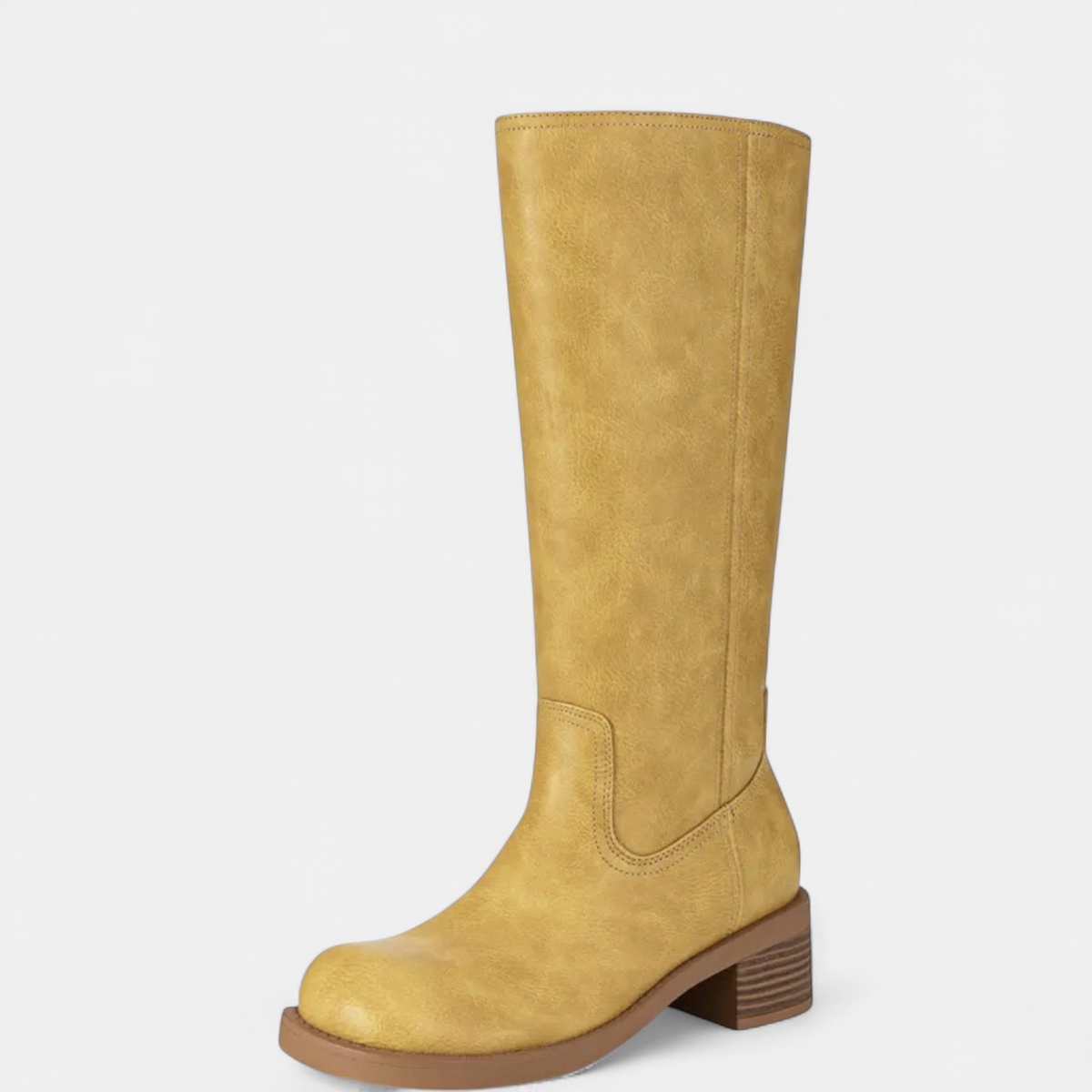 Bottes montantes jusqu’au genou pour femme, mollet large | talon carré bas
