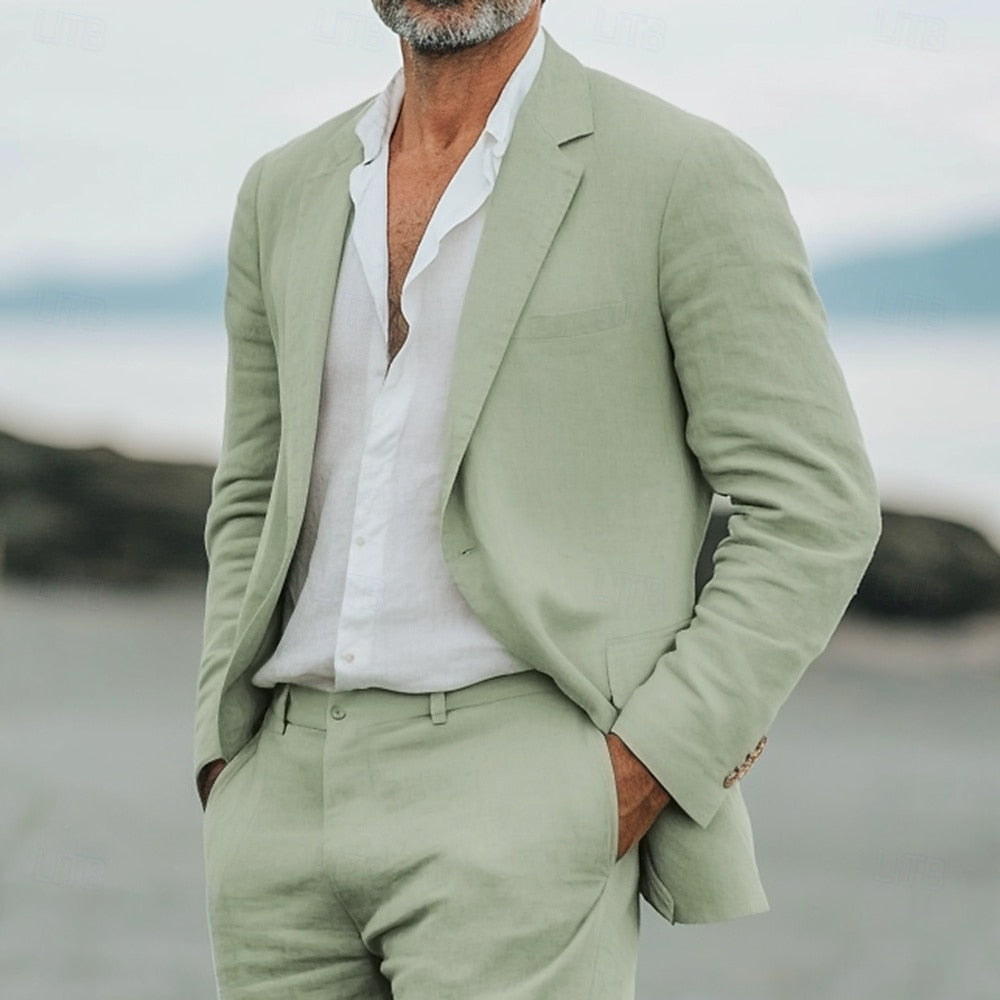 Two-Piece Linen Suit with Relaxed Fit