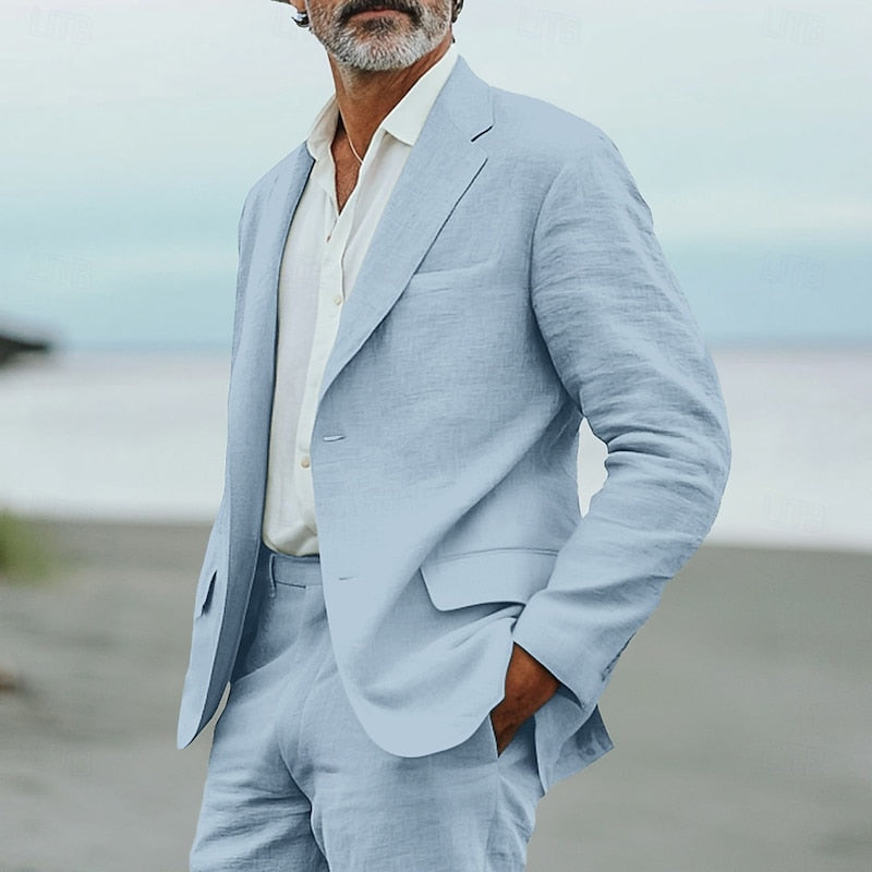 Two-Piece Linen Suit with Relaxed Fit