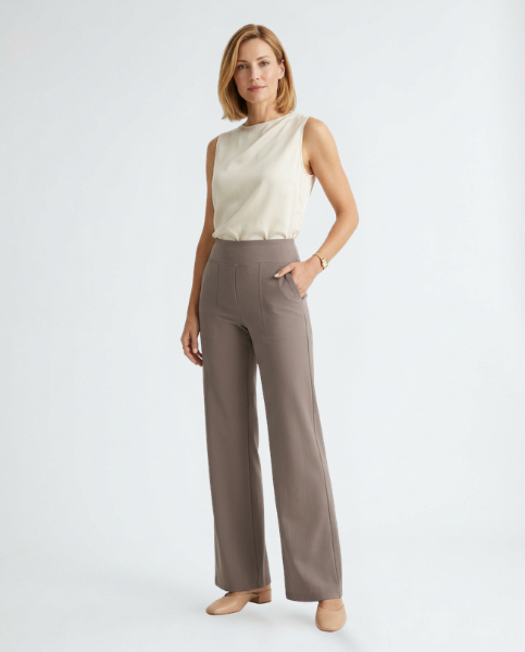 Women’s High Waist Wide Leg Stretch Trousers