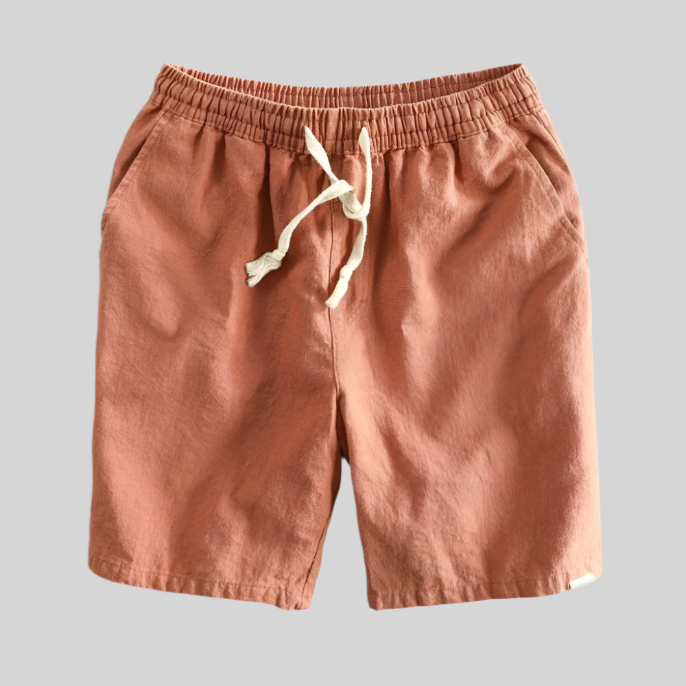 Relaxed Drawstring Shorts in Linen Blend