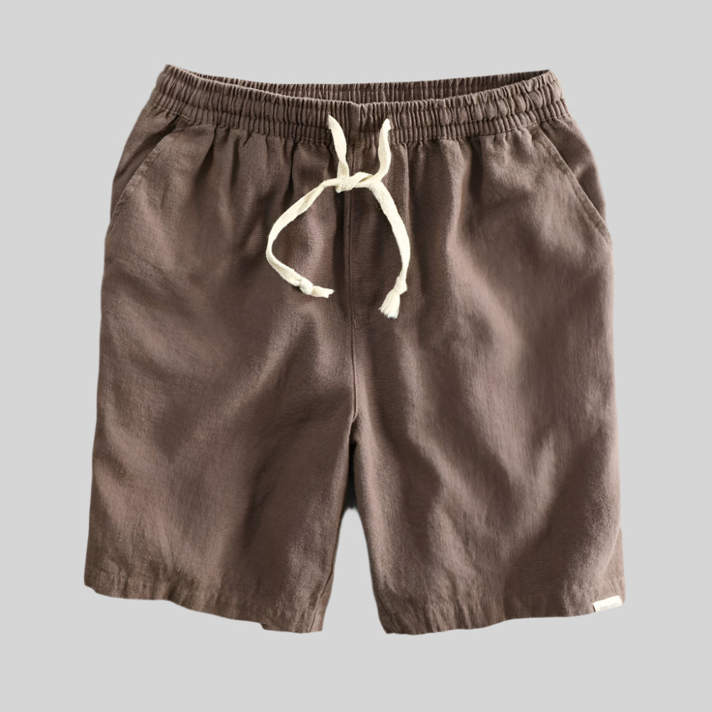 Relaxed Drawstring Shorts in Linen Blend