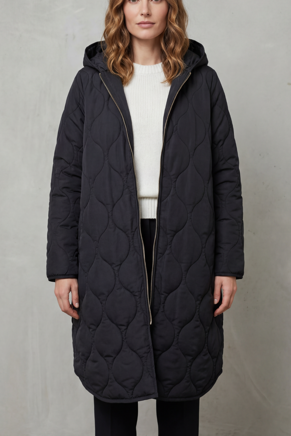 Manteau matelassé à capuche long pour femme