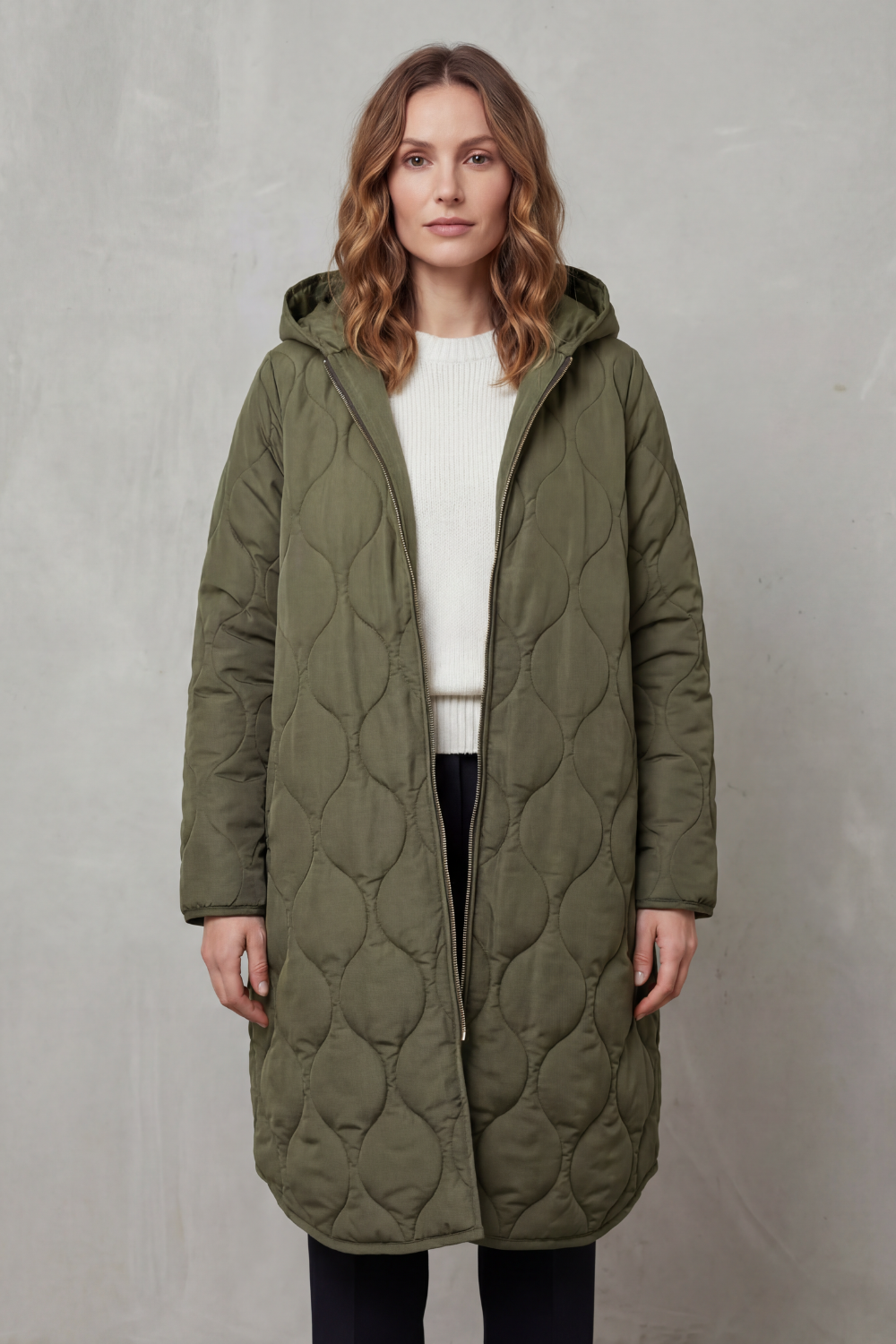 Women’s Longline Quilted Hooded Coat