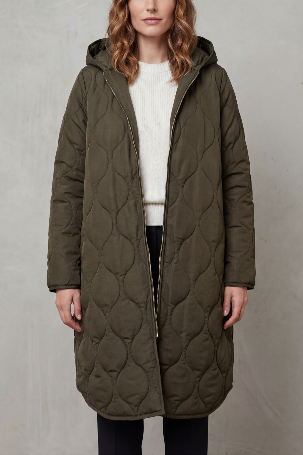 Women’s Longline Quilted Hooded Coat