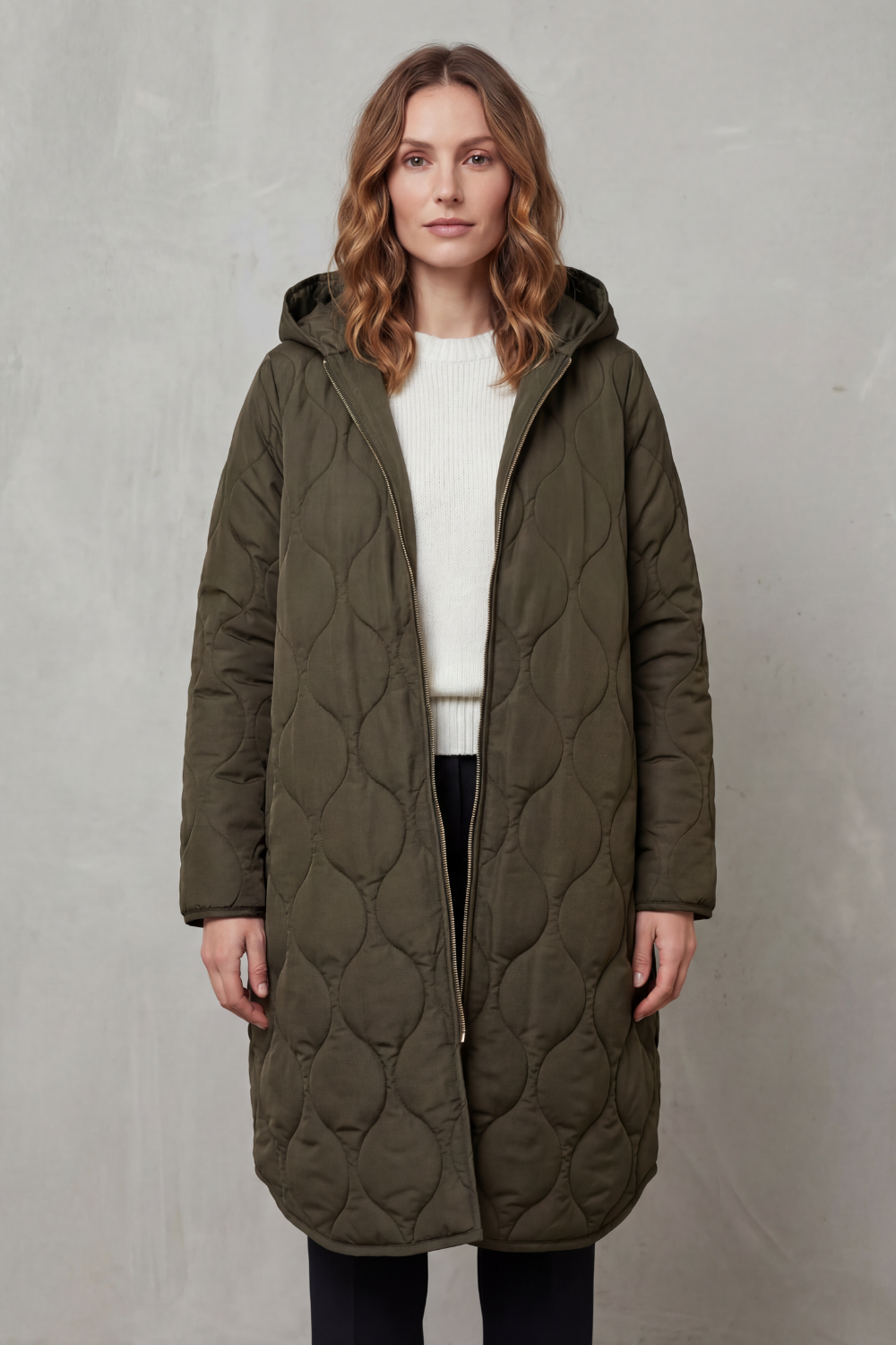 Women’s Longline Quilted Hooded Coat
