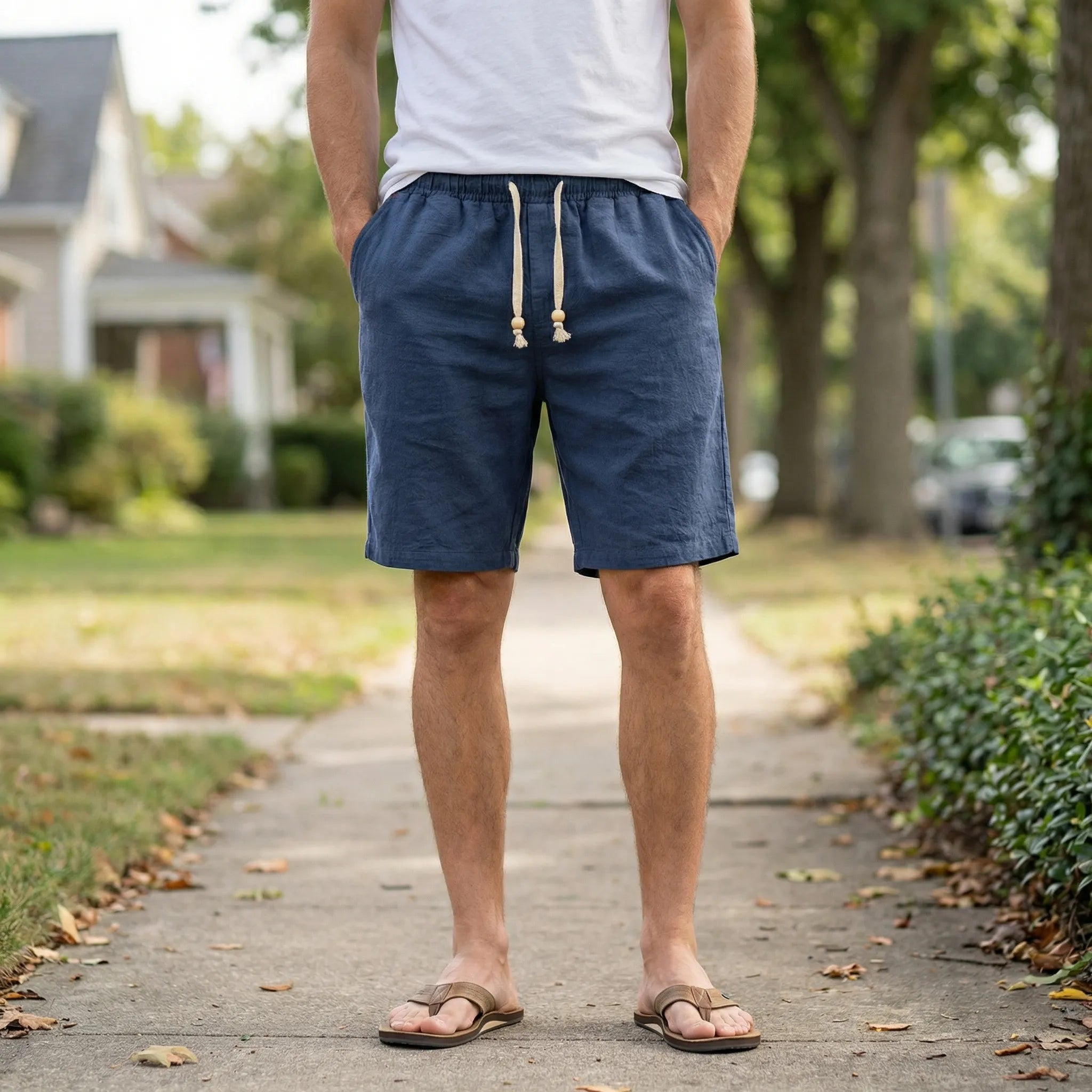 Casual Drawstring Shorts with Side Pockets