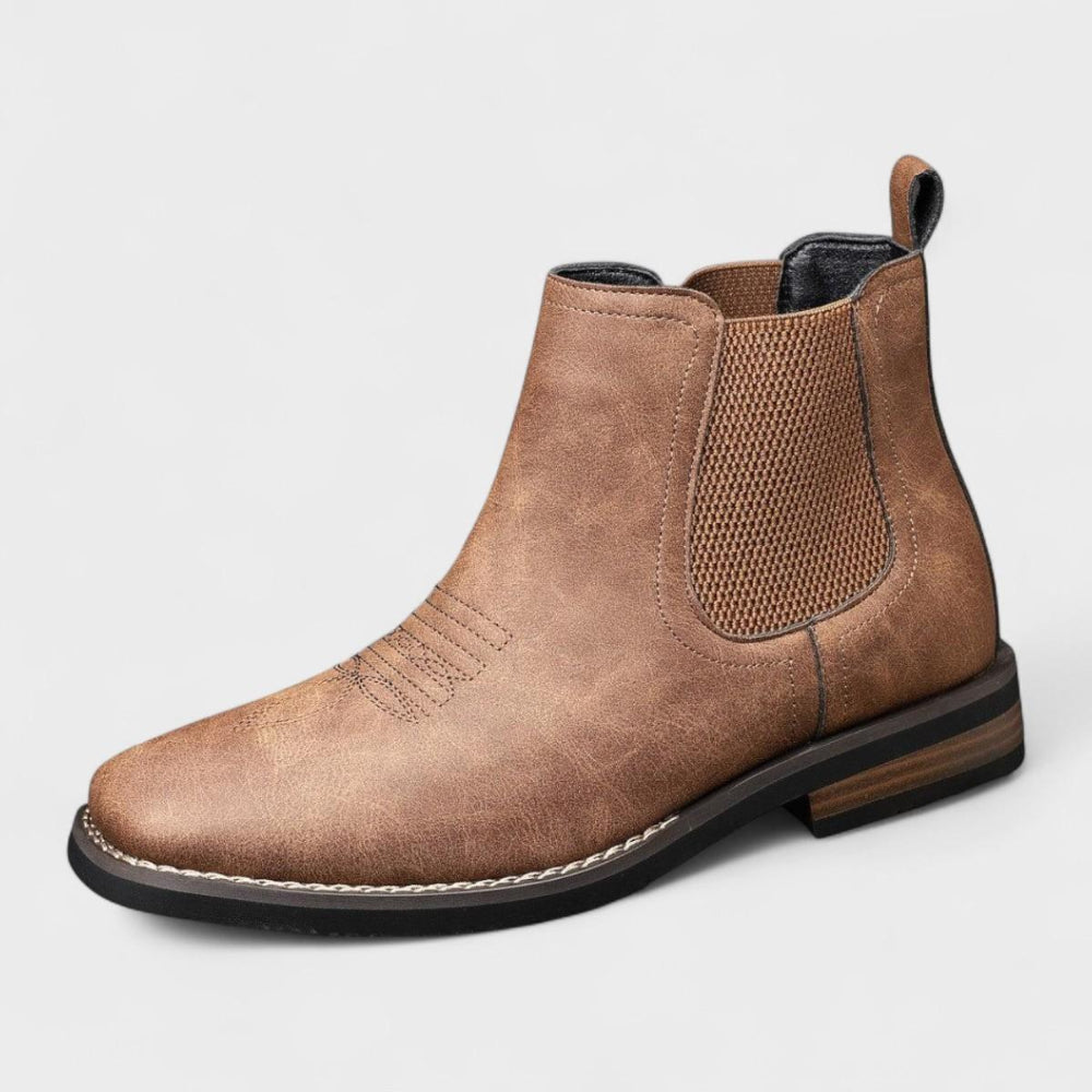 Leather Chelsea Boots with Stitched Toe Detail