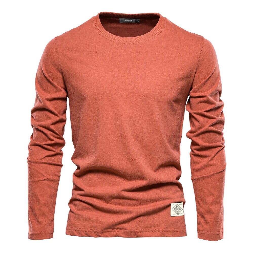 T-shirt homme en coton à manches longues et col rond