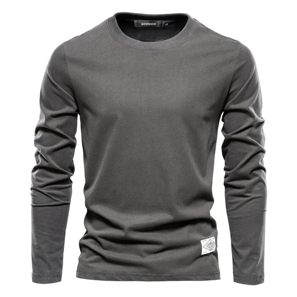 T-shirt homme en coton à manches longues et col rond