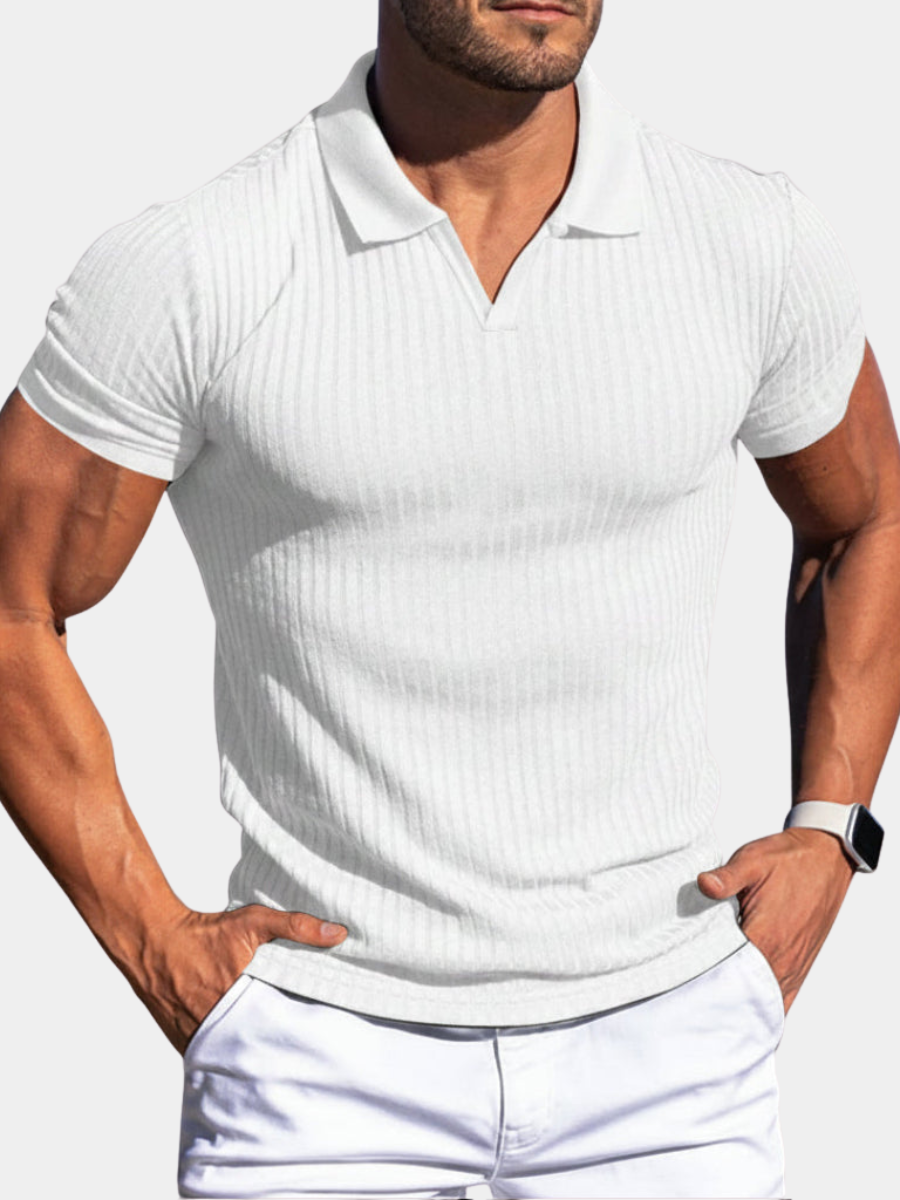 Polo texturé pour homme | Haut en maille ajusté à manches courtes