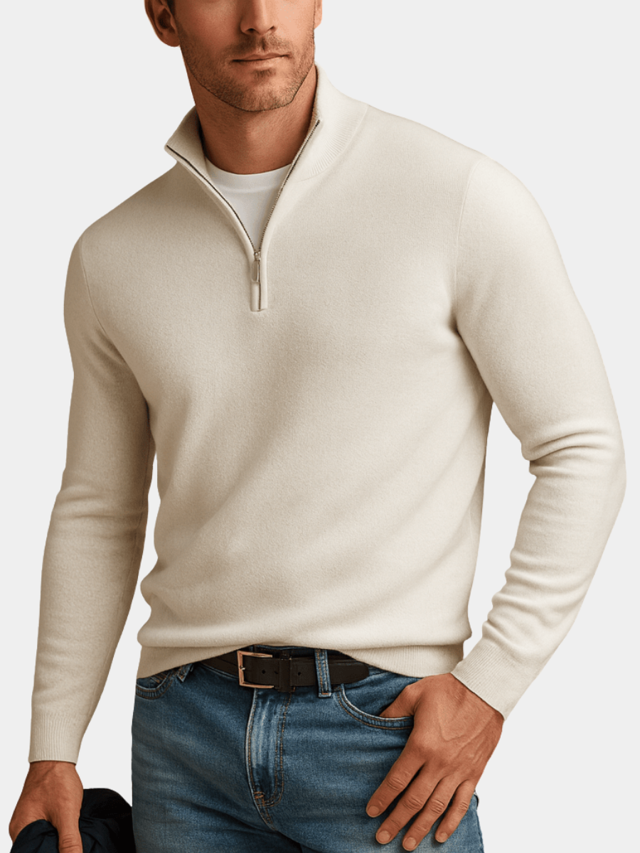 Pull en maille pour homme à demi-zip