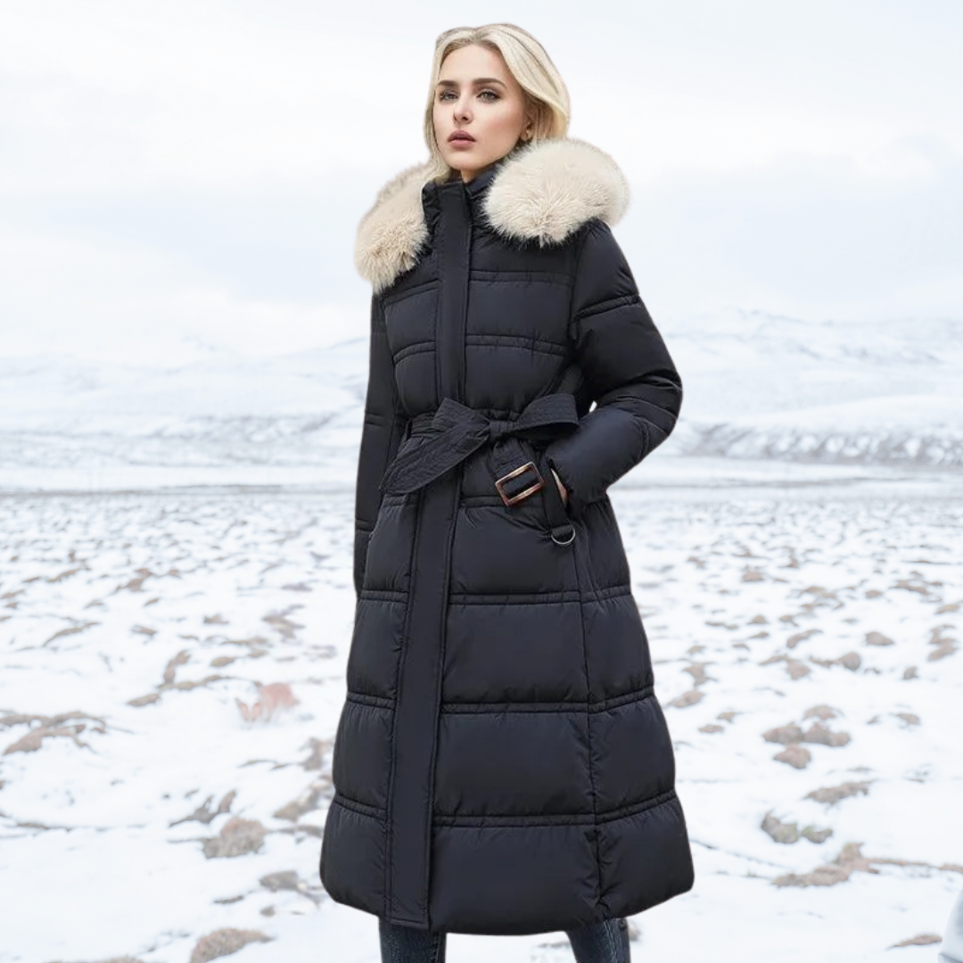 Parka longue pour femme avec capuche en fausse fourrure