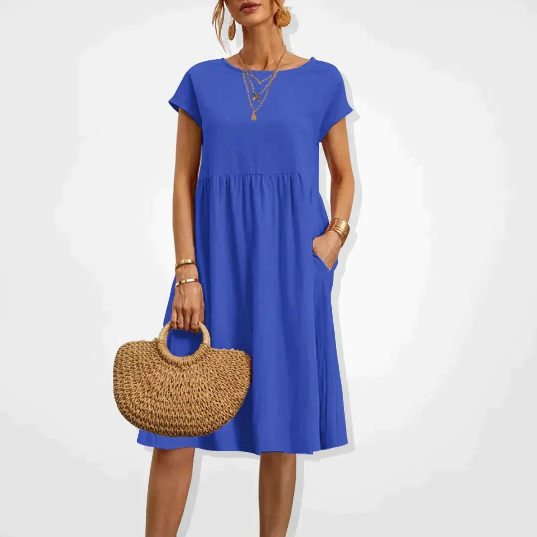 Relaxed Fit Midi Dress with Side Pockets