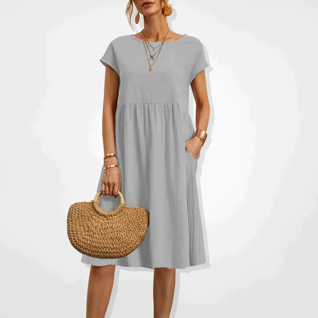 Relaxed Fit Midi Dress with Side Pockets