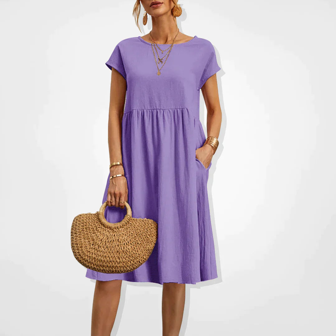 Relaxed Fit Midi Dress with Side Pockets